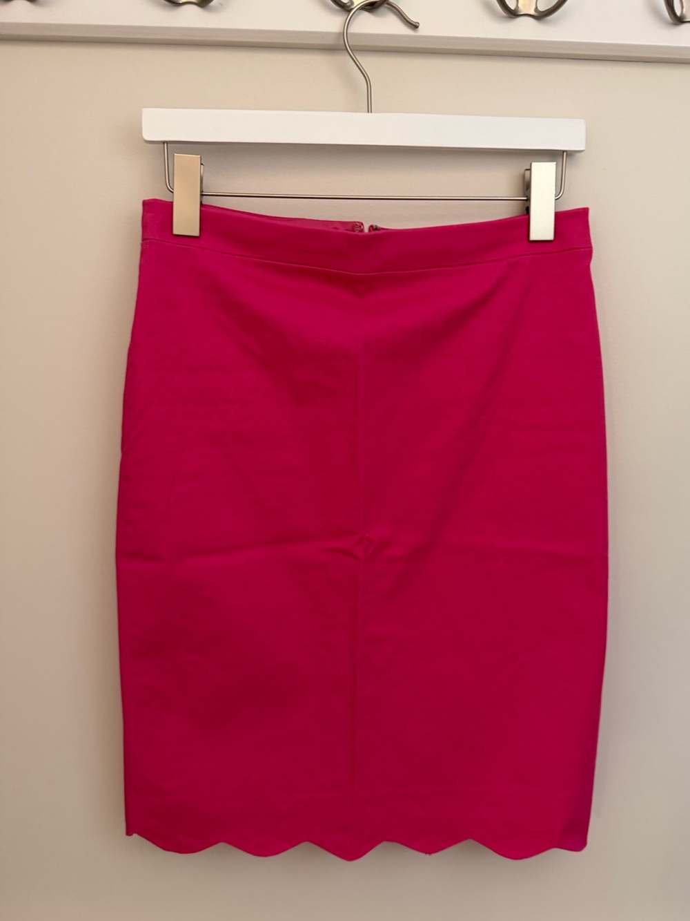 J. Crew Hot Pink Scalloped Hem Pencil Skirt